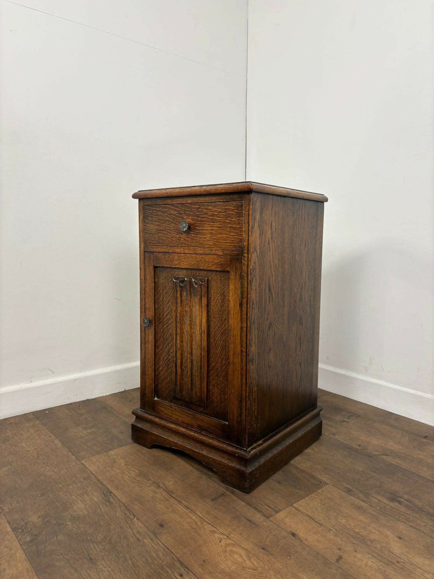 Vintage Oak Bed Side Cabinet