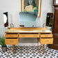 Alfred Cox Dressing Table in Walnut for Heals with Triple Mirror and Glass Top.