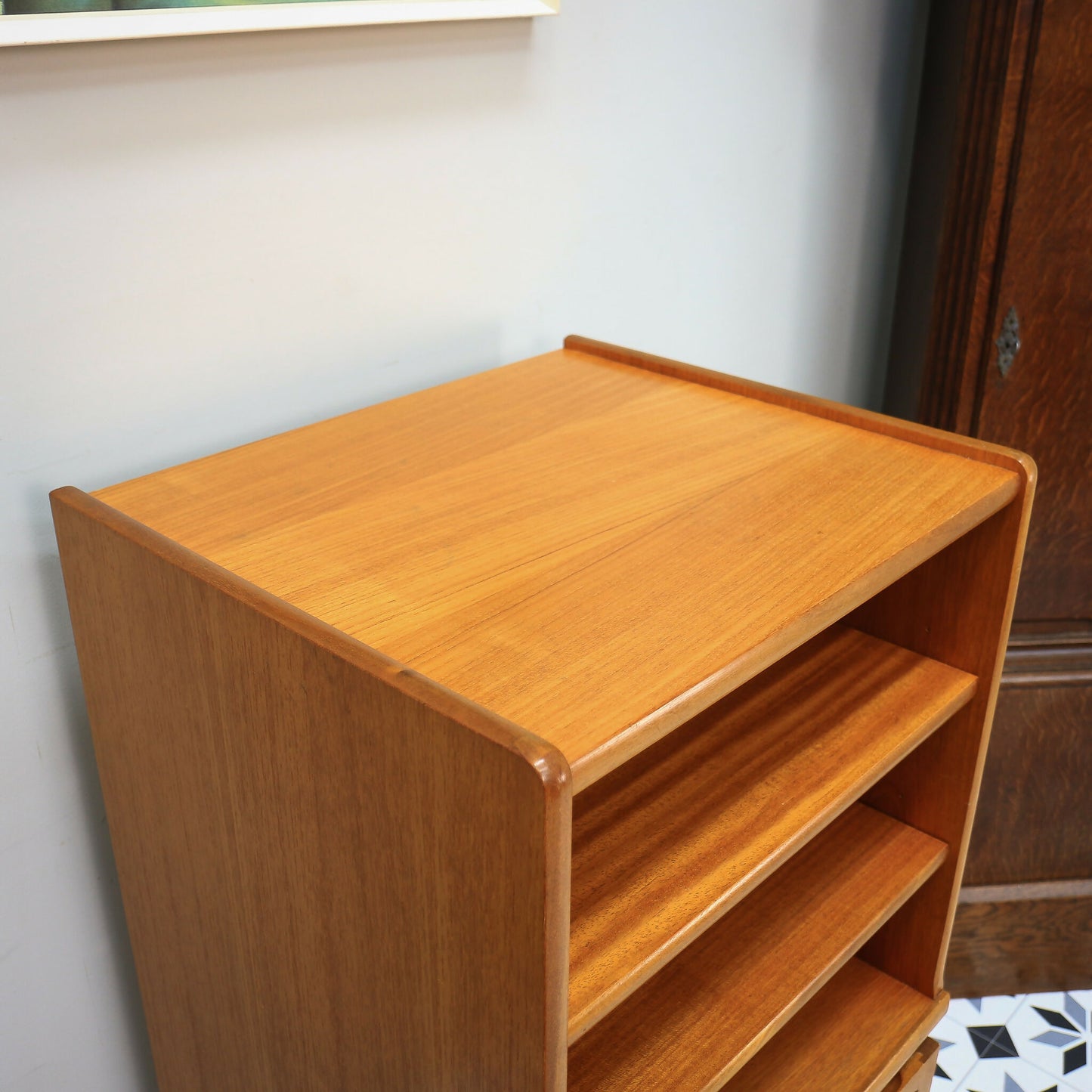 Nathan Hi Fi Media Vinyl Cabinet in Teak Mid Century