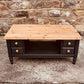 Extra Large Double-Sided Coffee Table with 8 Drawers | Hand Painted Deep Blue | Solid Wood Storage Table