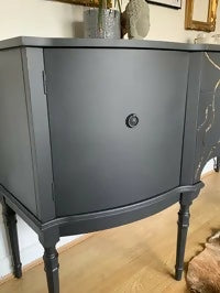 Vintage dark grey & gold leaf sideboard