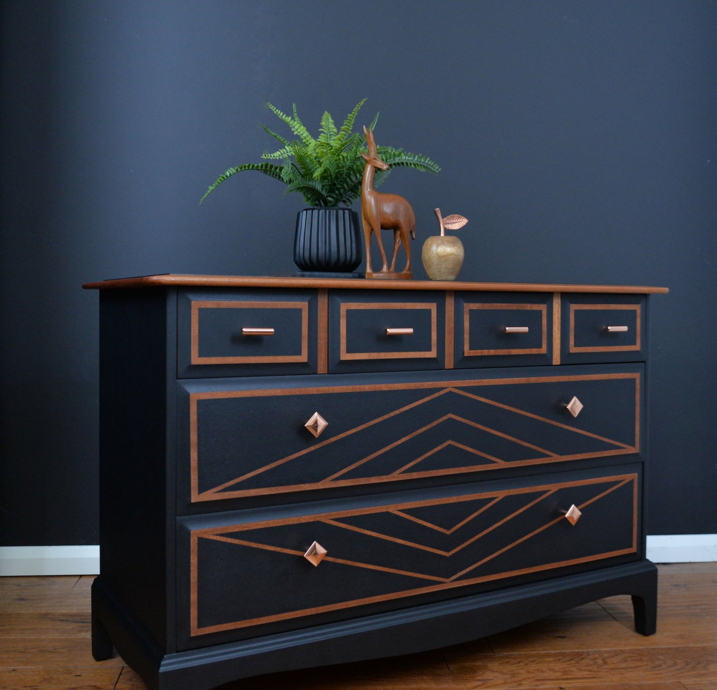 Stag Chest of Drawers, Black Mid Century Chest of Drawers, Art deco Design