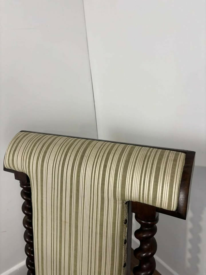 Early Victorian Walnut Upholstered Prayer Chair