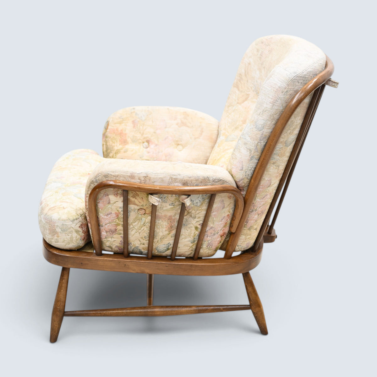 Ercol Jubilee Easy Chair Cream Floral Upholstery New Webbing FREE UK Delivery*