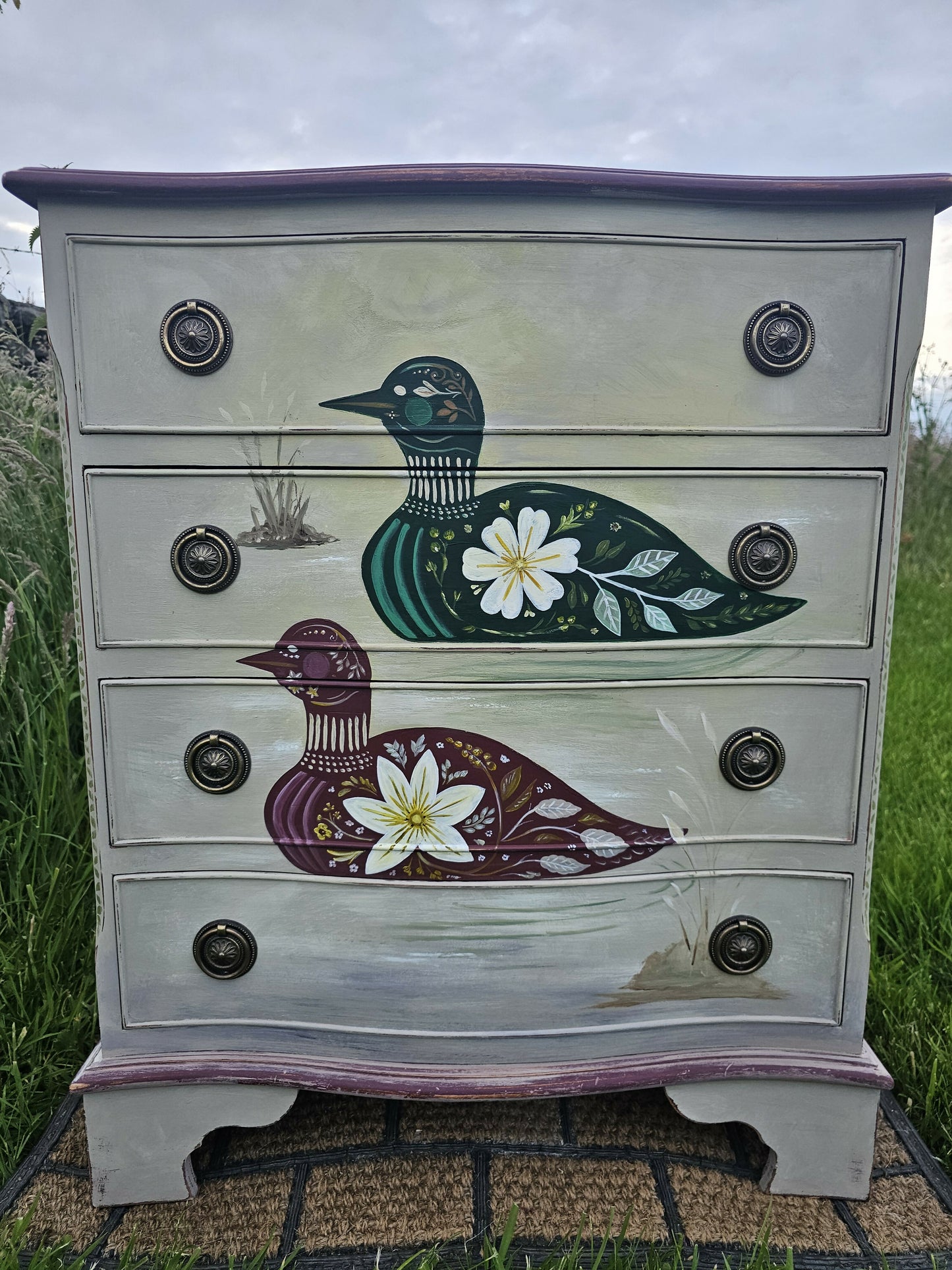 Vintage Hand Painted Chest of Drawers Folk Art
