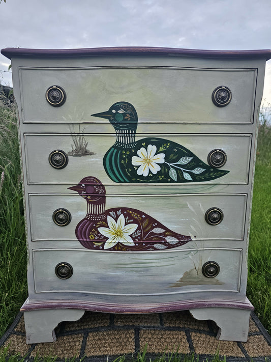 Vintage Hand Painted Chest of Drawers Folk Art