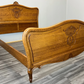 Bed Vintage French Louis XVI Oak Double Bed Frame Carved Headboard LOT 3667