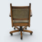 Vintage Wood Bros Old Charm Captains Office Chair Green Hide Leather Swivel Tilt