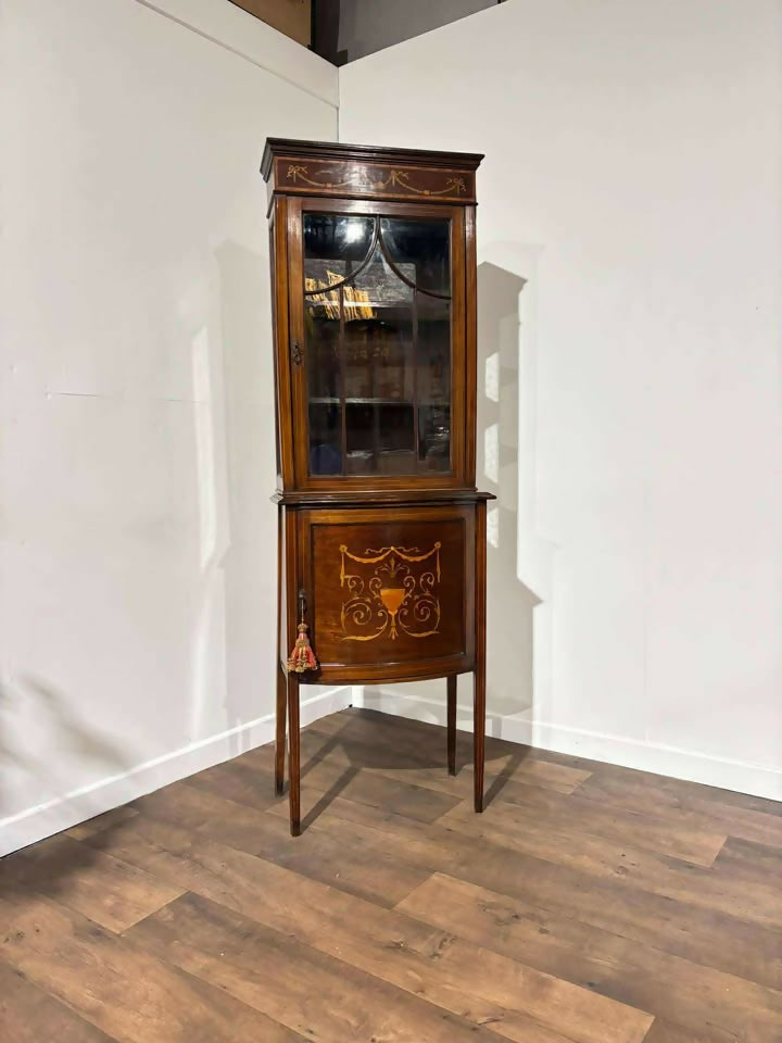 Edwardian Inlaid Mahogany Sheraton Revival Display Cabinet