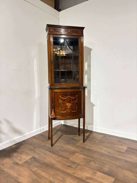 Edwardian Inlaid Mahogany Sheraton Revival Display Cabinet