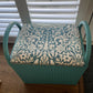 Lloyd loom turquoise vintage small storage ottoman