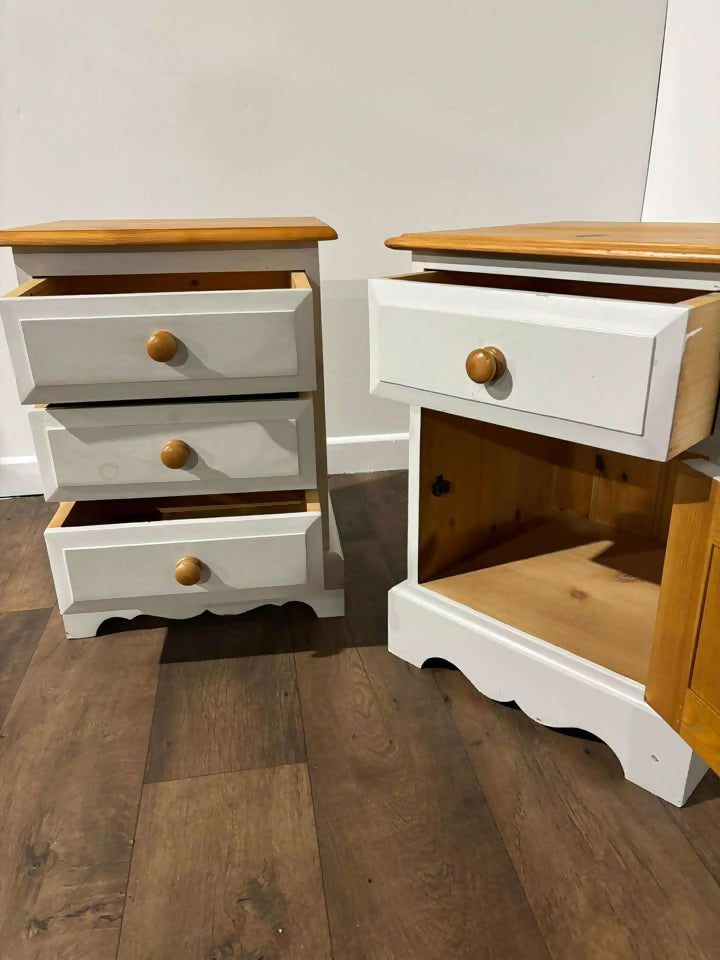Pair Of Contemporary Painted Pine Bedside Cabinets