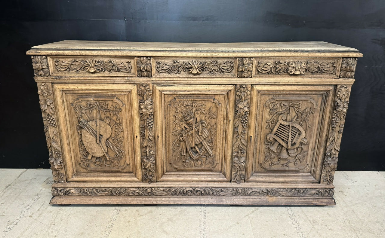 Superb French Carved Oak Sideboard