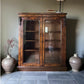 Vintage Victorian Burle Walnut Display China Bookcase Glazed Cabinet