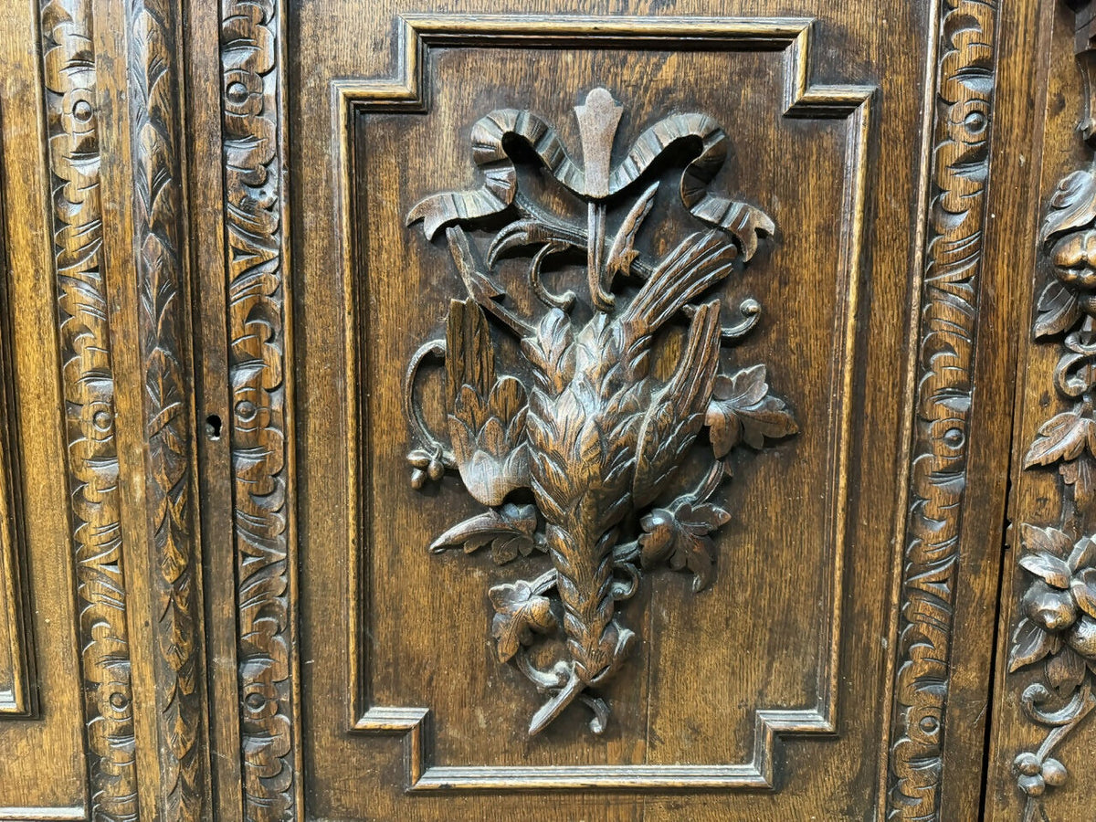French Carved Oak Hunting Cabinet