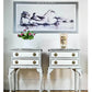 SOLD A pair of bow front Queen Anne legs bedside tables in Paris Grey and Old White