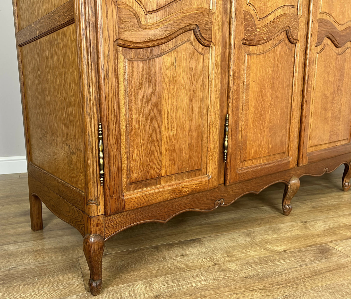 Wardrobe Vintage French Louis XVI Style Oak Five Door Carved Armoire LOT 6397