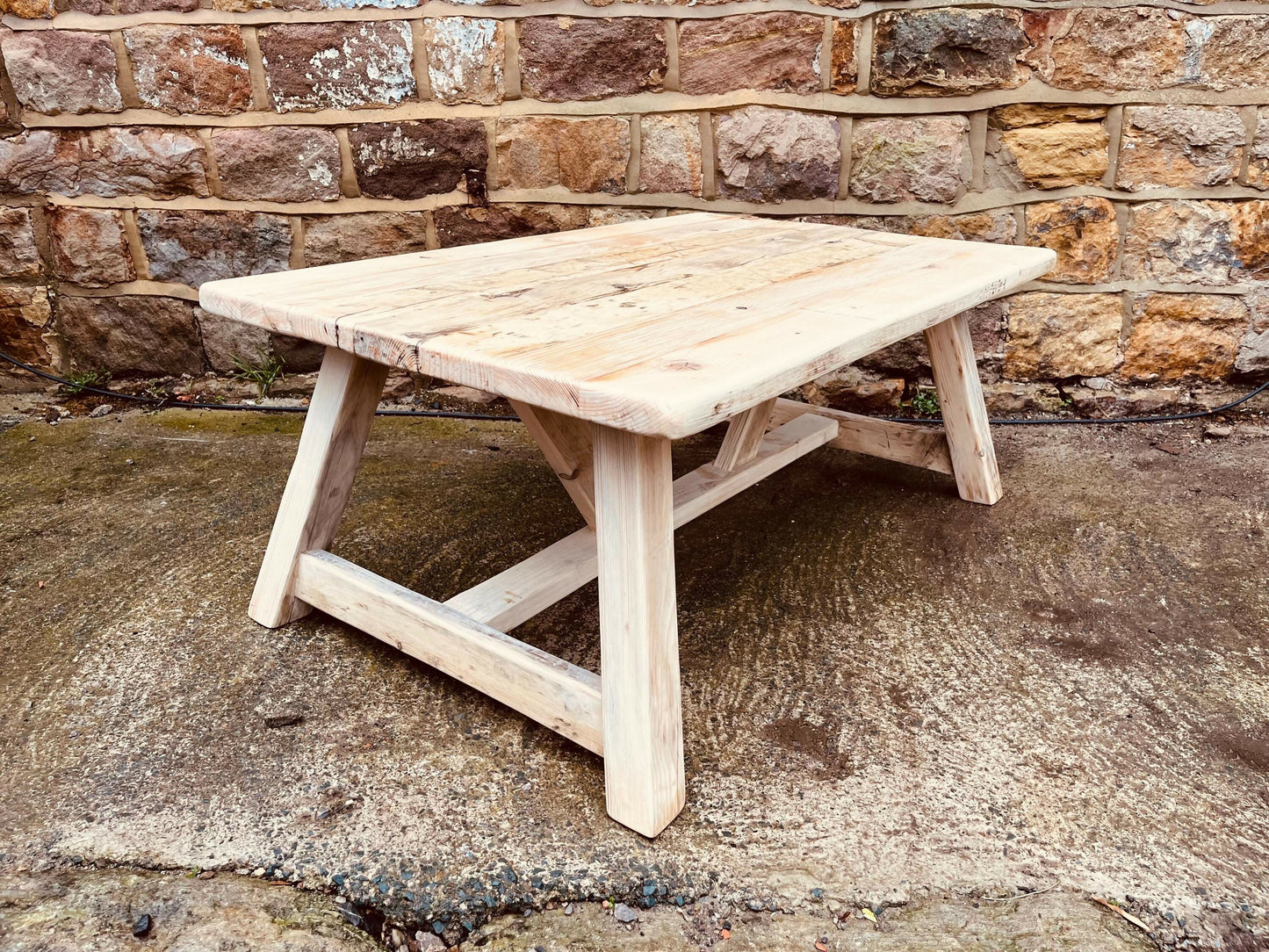 Handmade Reclaimed Wood Coffee Table | Rustic Farmhouse Low Table | Solid Timber | Vintage Cottage Style Living Room Furniture