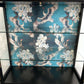 Bespoke Glass Door Display Cabinet With Turquoise Crane Bird Design