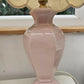 Vintage St Michael hexagonal ceramic ginger jar table lamps in pastel pink