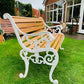 Antique Cast Iron Lions Head Bench Finished with European Oiled White Oak Slats