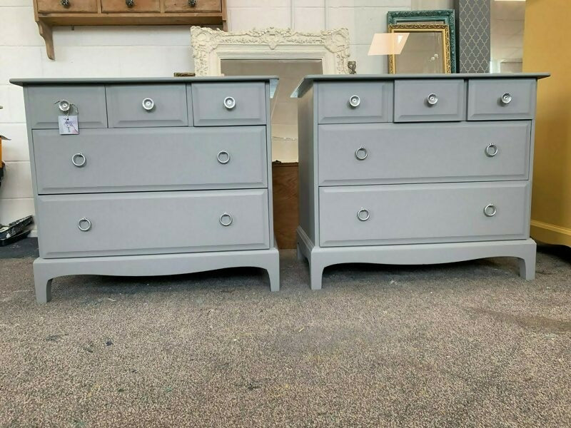 Pair Of Grey Painted Stag Minstrel Drawers