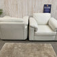 Natuzzi White Leather Lounge Suite – 2 Seater Sofa + 2 Armchairs – Italian