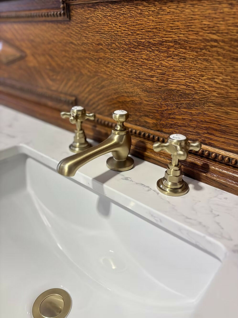 Vintage Wooden Oak Double Vanity Unit