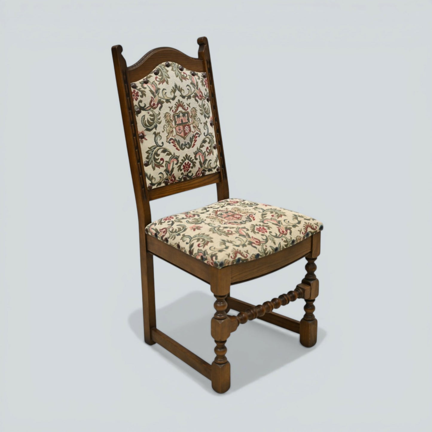 6 Old Charm Premium Dining Chairs Light Oak Studded Upholstery FREE UK Delivery*