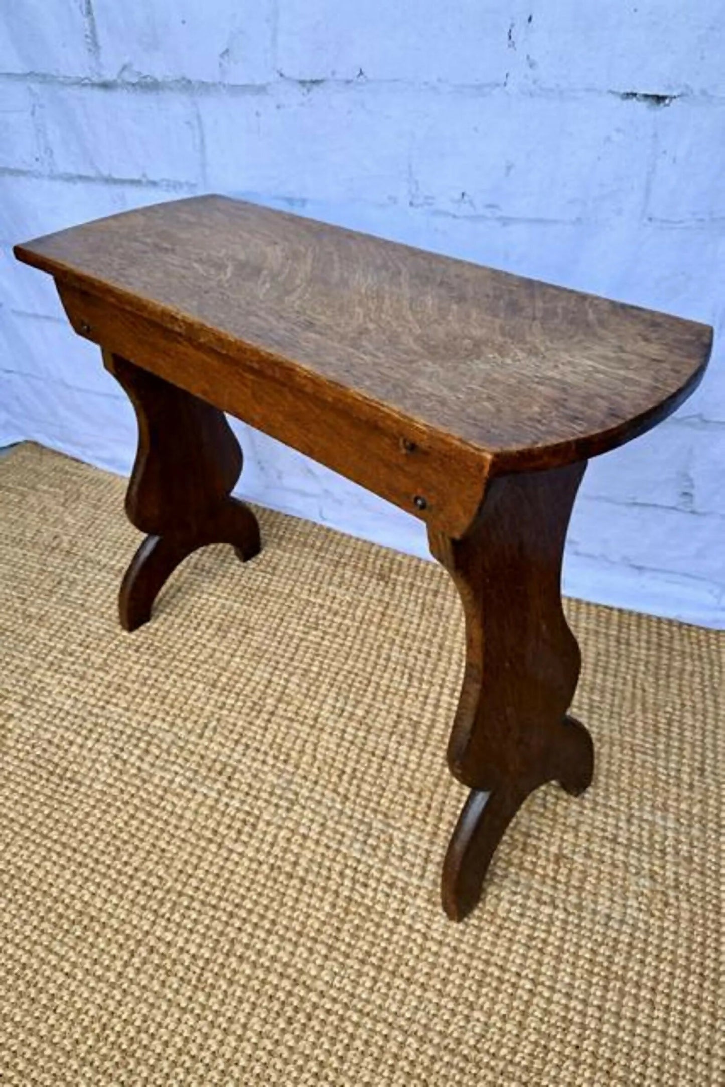 Vintage Oak Side Table | Primitive Lamp Table | English Country