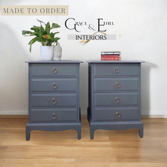 Stag minstrel grey bedside cabinets