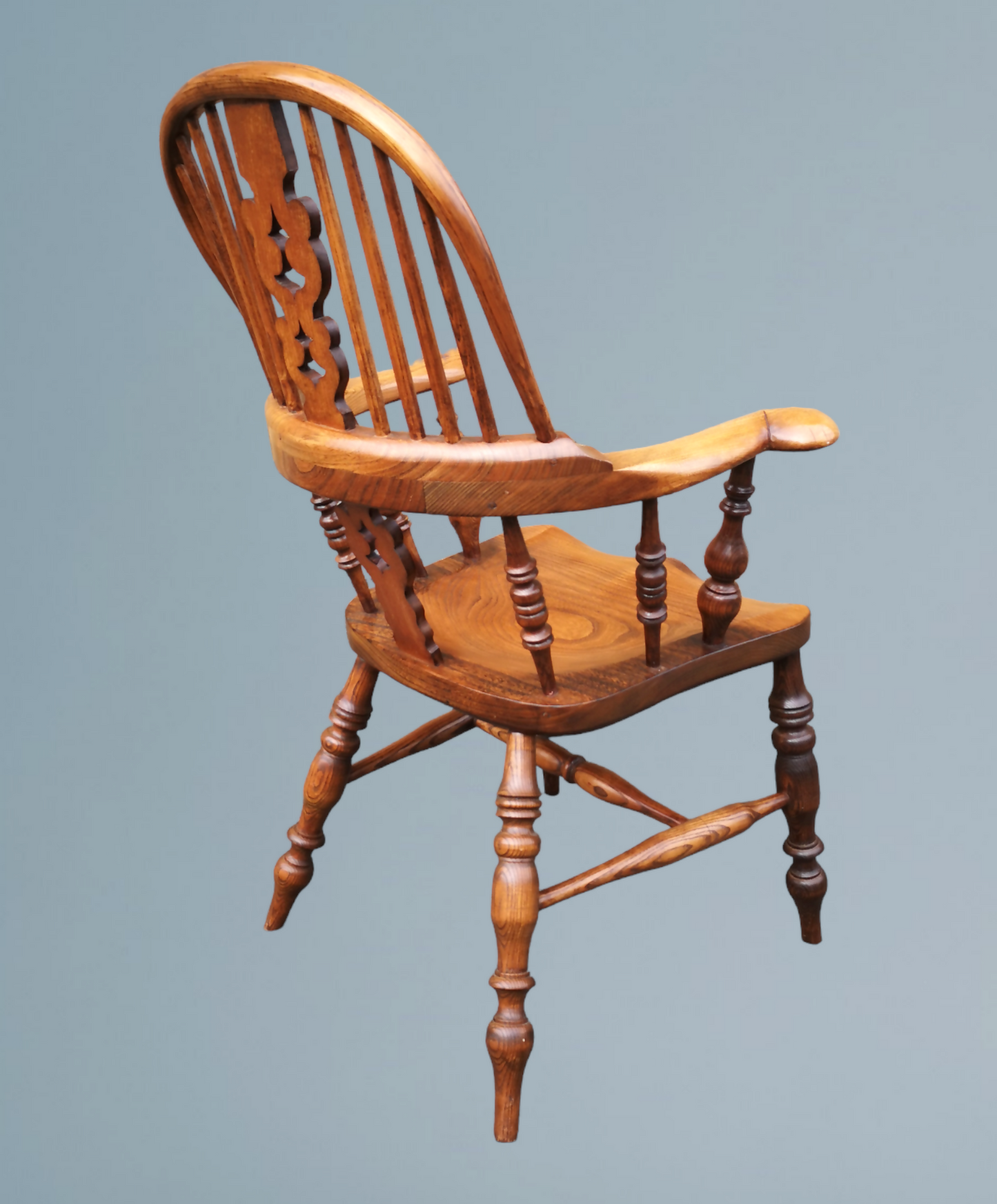 Set of Six Ash & Elm Broad Arm High Back Windsor Armchairs