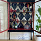 Upcycled Edwardian Mahogany Display Cabinet-Red and Black Perfect as a Cocktail or Display Piece