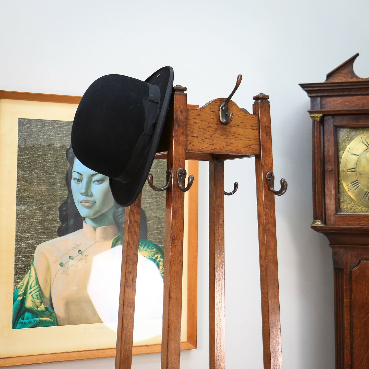 Arts and Crafts Coat Stand Hall Stand Edwardian in Solid Oak.