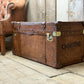 Luxury Hand dyed medium oak leather storage trunk