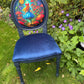 Alice in Wonderland Statement Chair – Handcrafted Navy Velvet. Bespoke Accent Whimsical Chair
