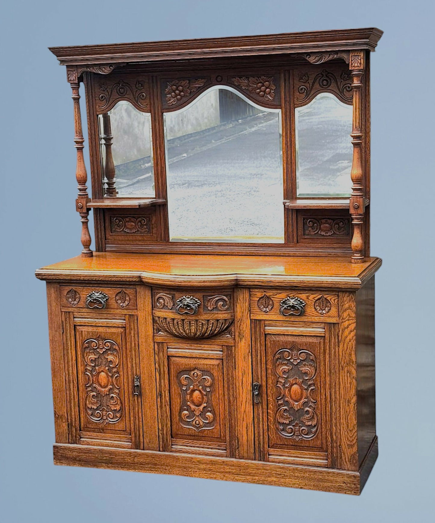 Edwardian Oak Mirror Back Sideboard