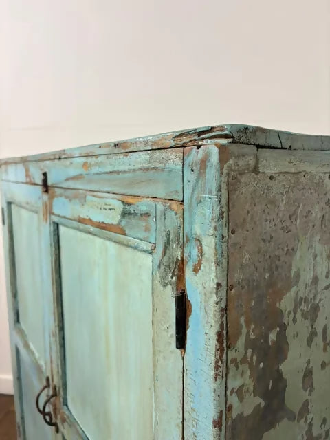 Rustic Reclaimed Wooden Light Blue Cupboard