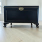 Ottoman. Antique Oriental storage Chest. Black and gold. Handpainted.
