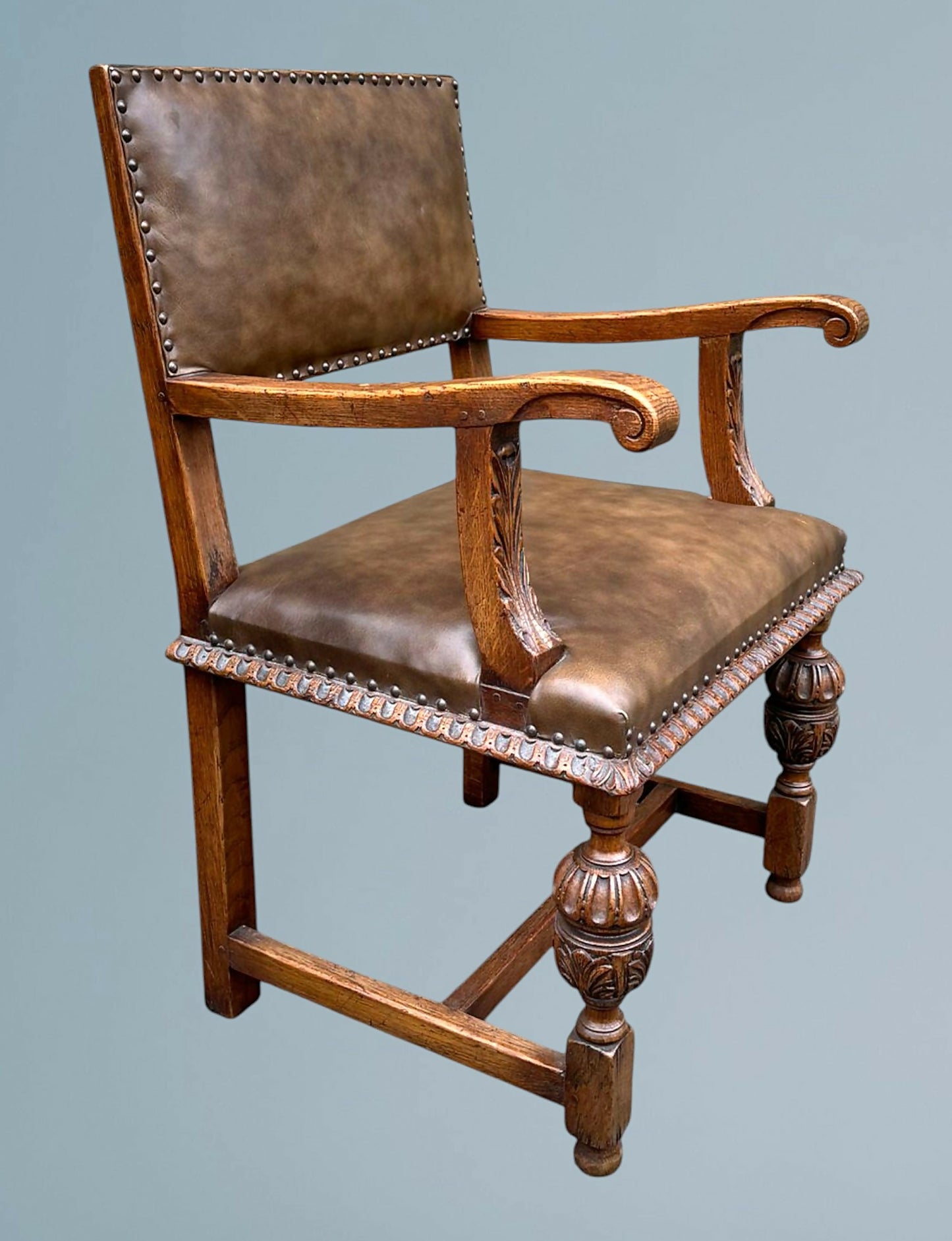Good Quality Set of Six Carved Oak Dining Chairs