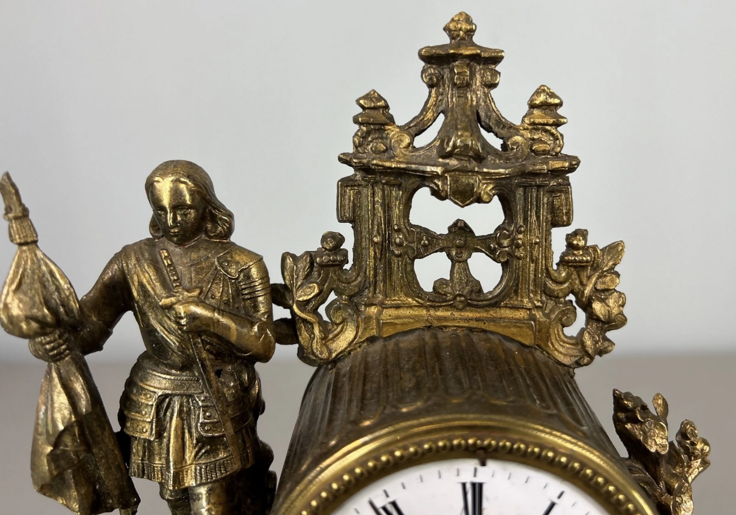Mantel Clock Antique French Japy Frères Gilt Bronze Figure Clock LOT 3602