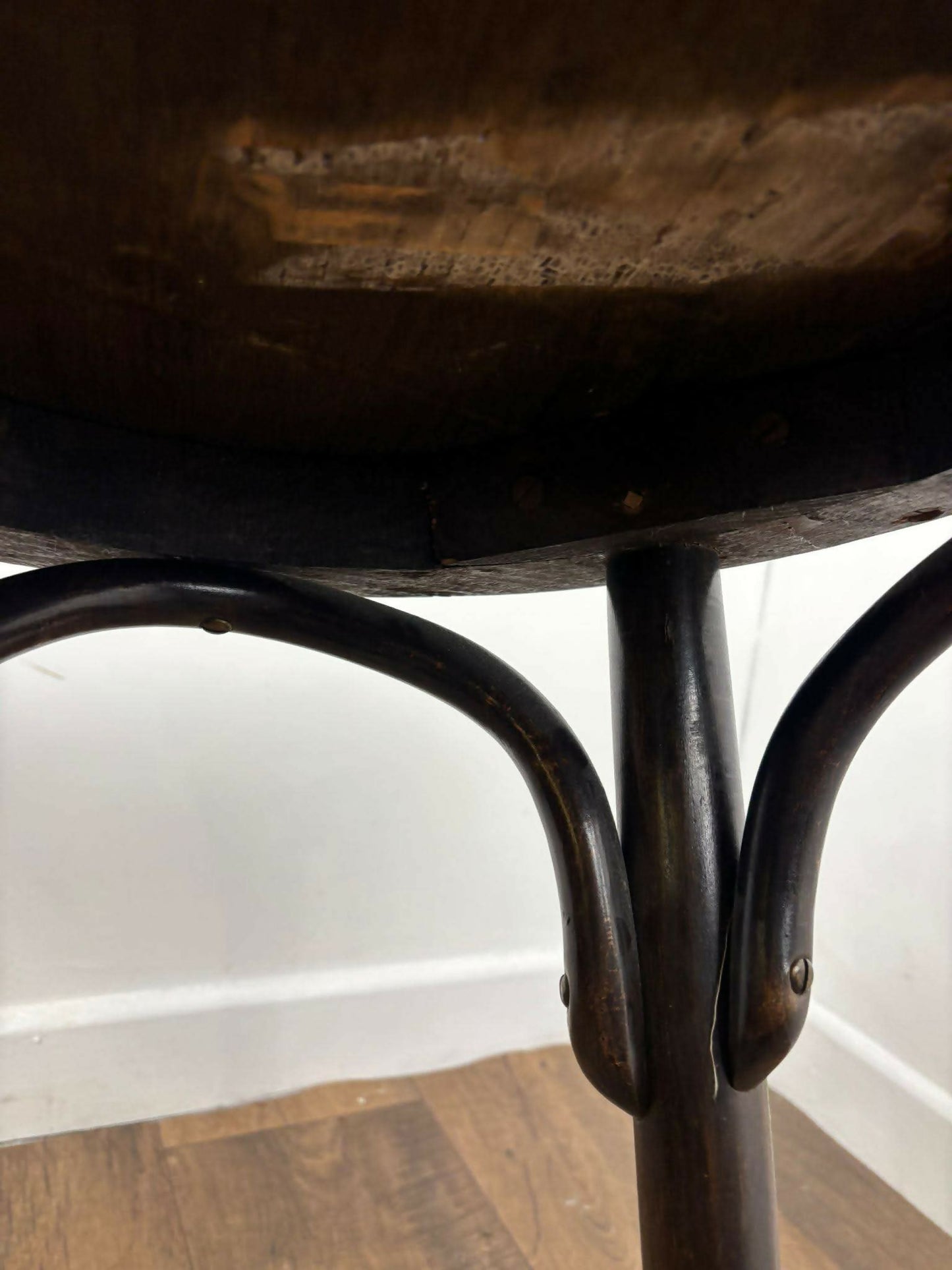 Vintage Small Circular Oak Bentwood Side Table