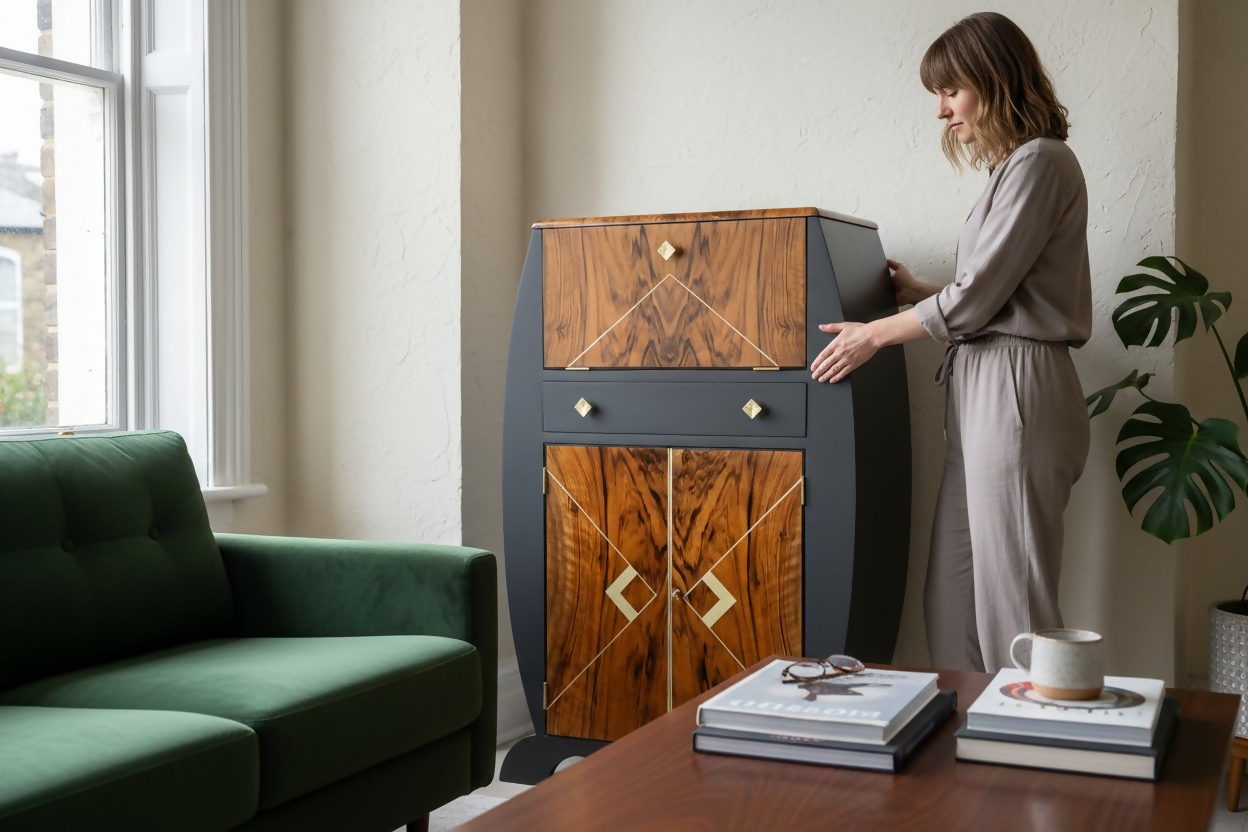 Upcycled Art Deco Drinks Cabinet