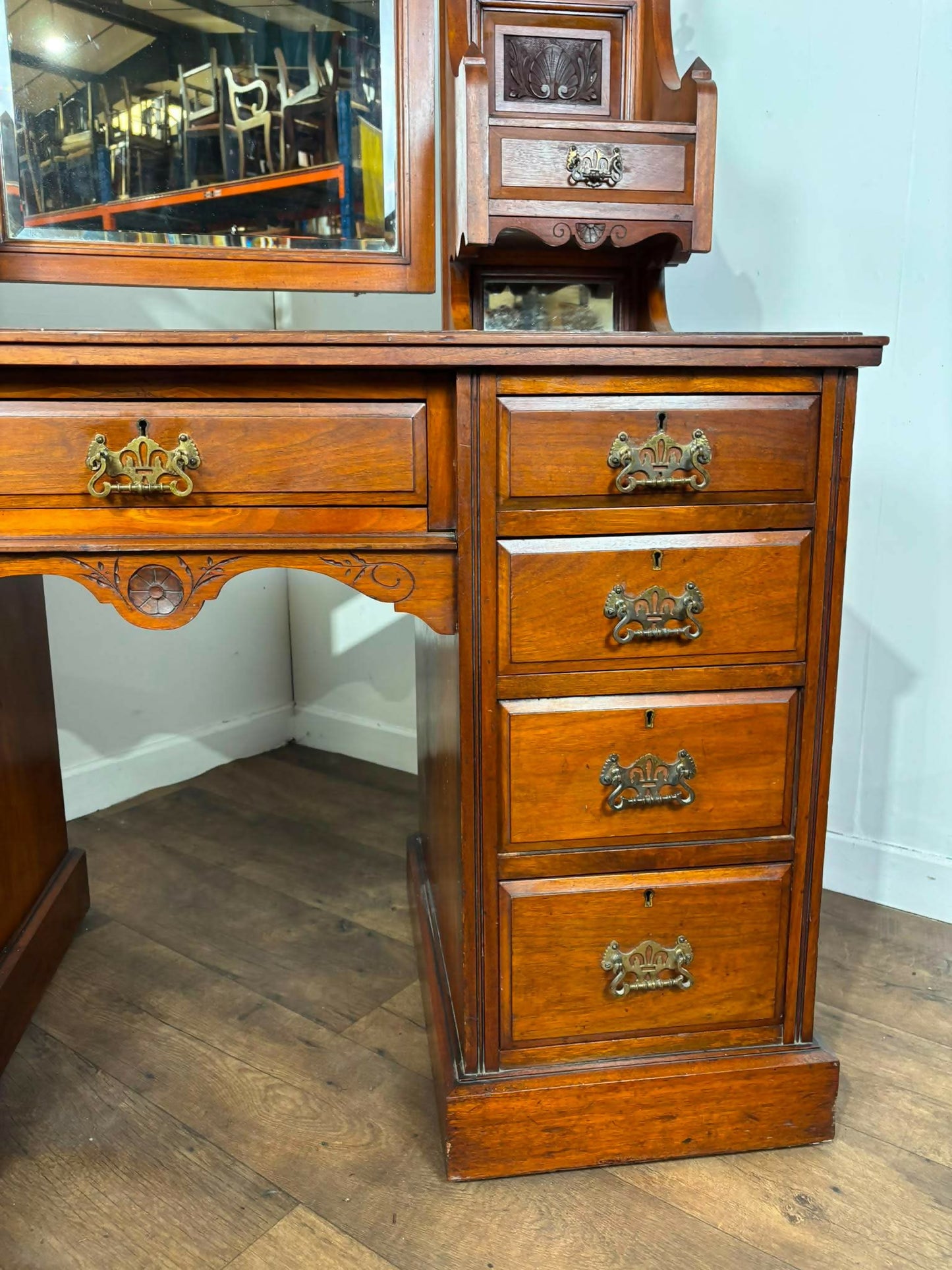 Edwardian Mahogany Twin Pedestal Dressing Table