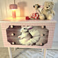 Pink Nursery Chest of Drawers – Bunny Ballerina Dresser, Upcycled MCM Kids Storage, Whimsical Baby Girl Bedroom Furniture