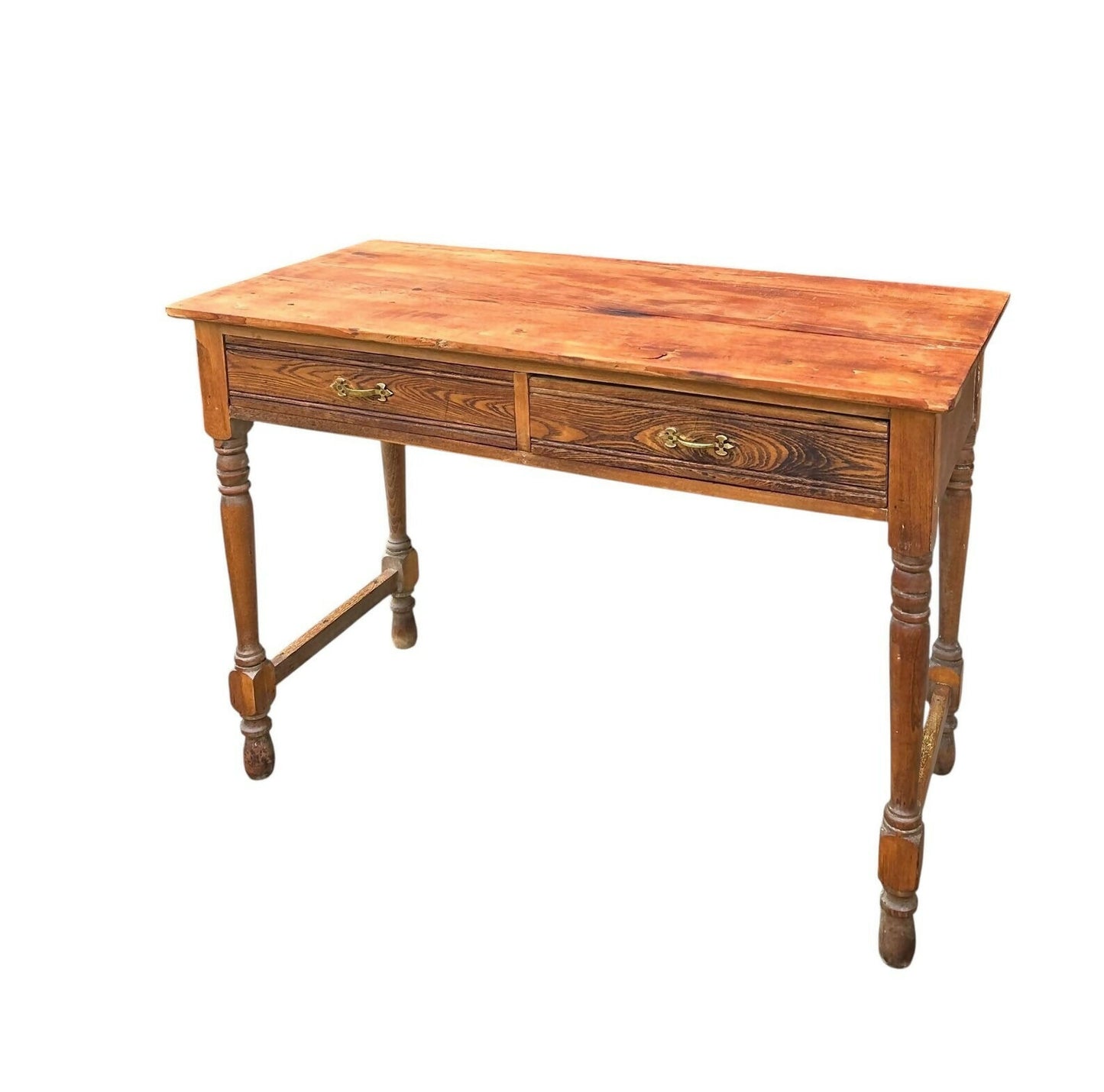 Antique 19th Century Rustic pitch pine side table desk