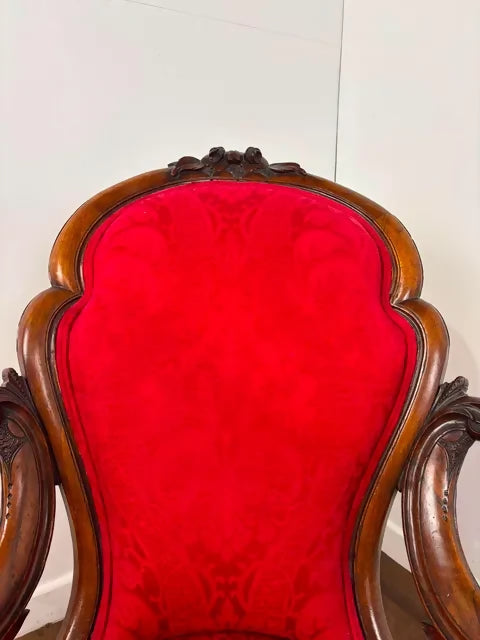 Victorian Mahogany Show Frame Easy Armchair