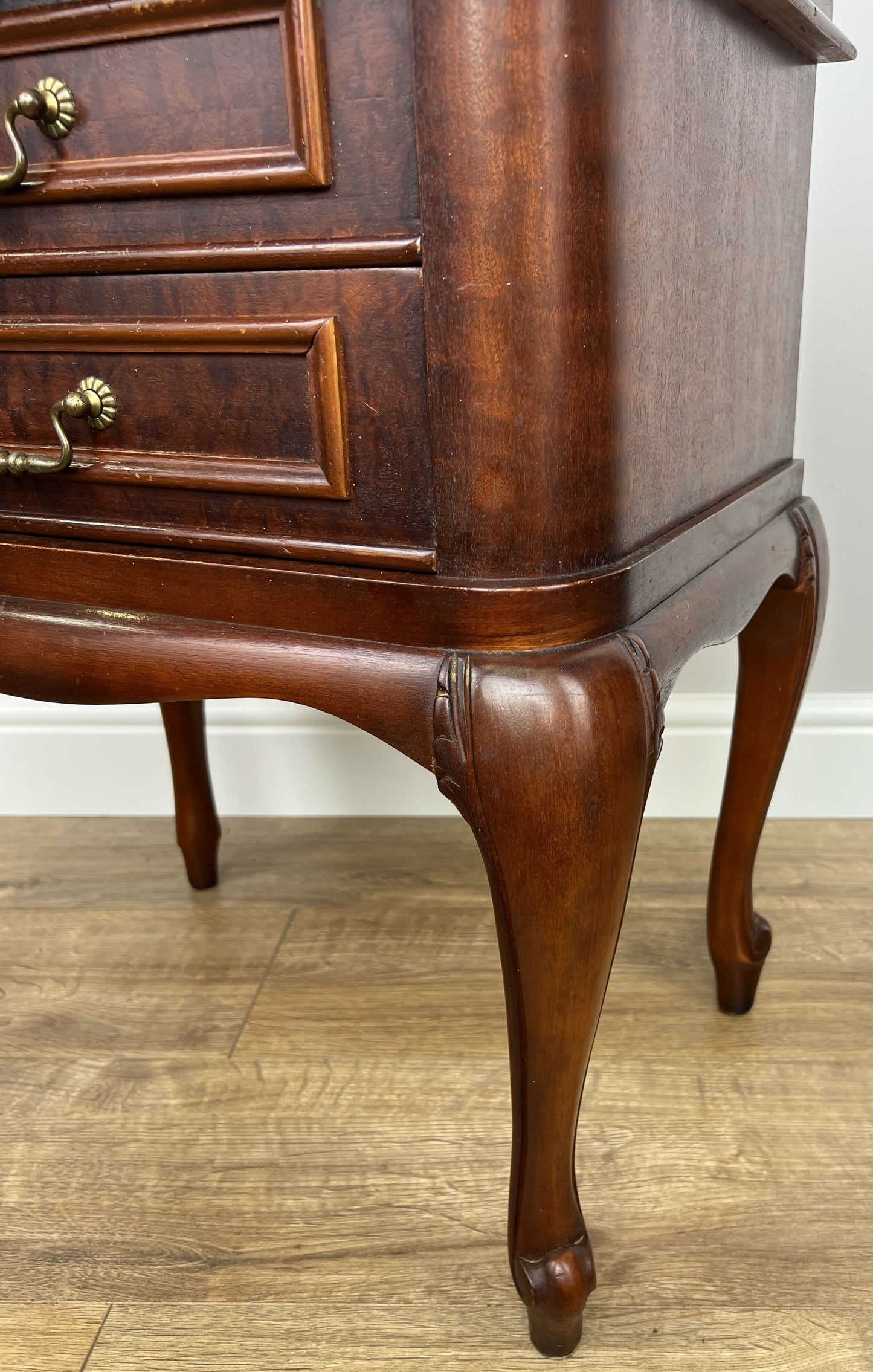 Pair of Bedside Tables Vintage French Louis Nightstands Carved Cabinets LOT 6221
