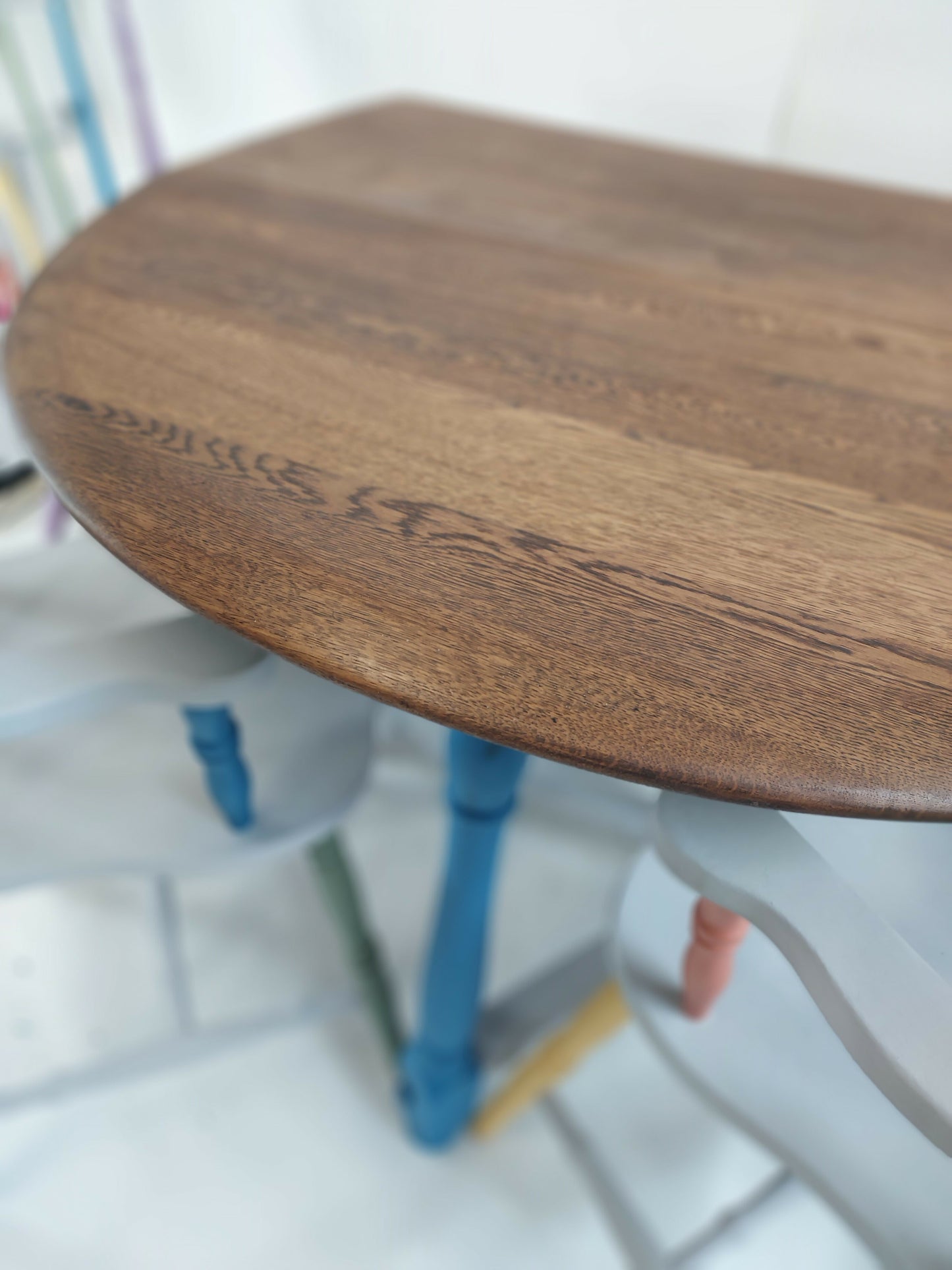 Rainbow Colour Solid Wood Farmhouse Dining Table And Chairs