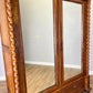 Vintage Wardrobe French Oak Two Door Mirrored Carved Armoire Cabinet LOT 6124